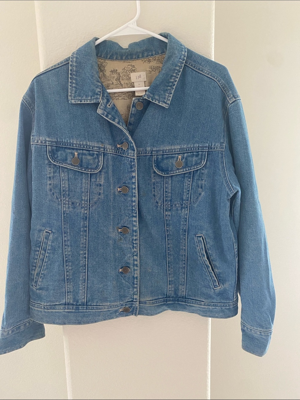 J. Jill Lined Denim Classic Jacket Size M